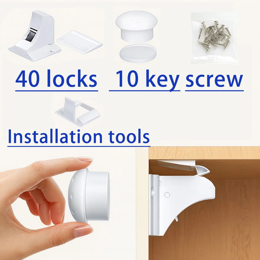 Baby Safety Magnetic Locks Cabinet Drawer Self-Adhesive Screw