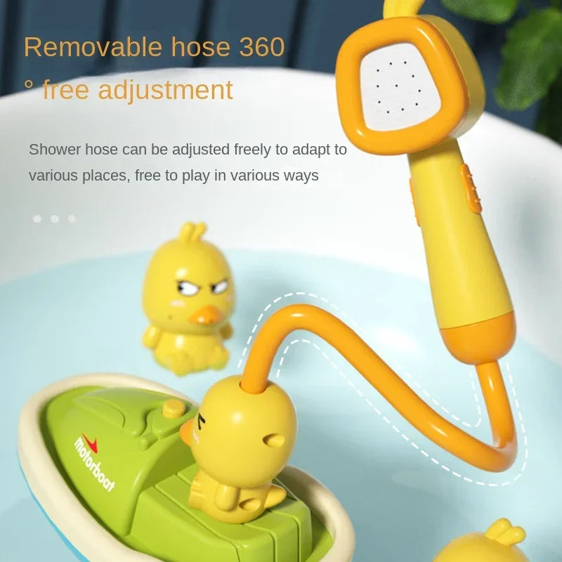 Children Showerhead Shower Toy Little Yellow Duck Electric Rotating Showerhead Water Spray Baby Shower Toy Boys Girls Bath Toys