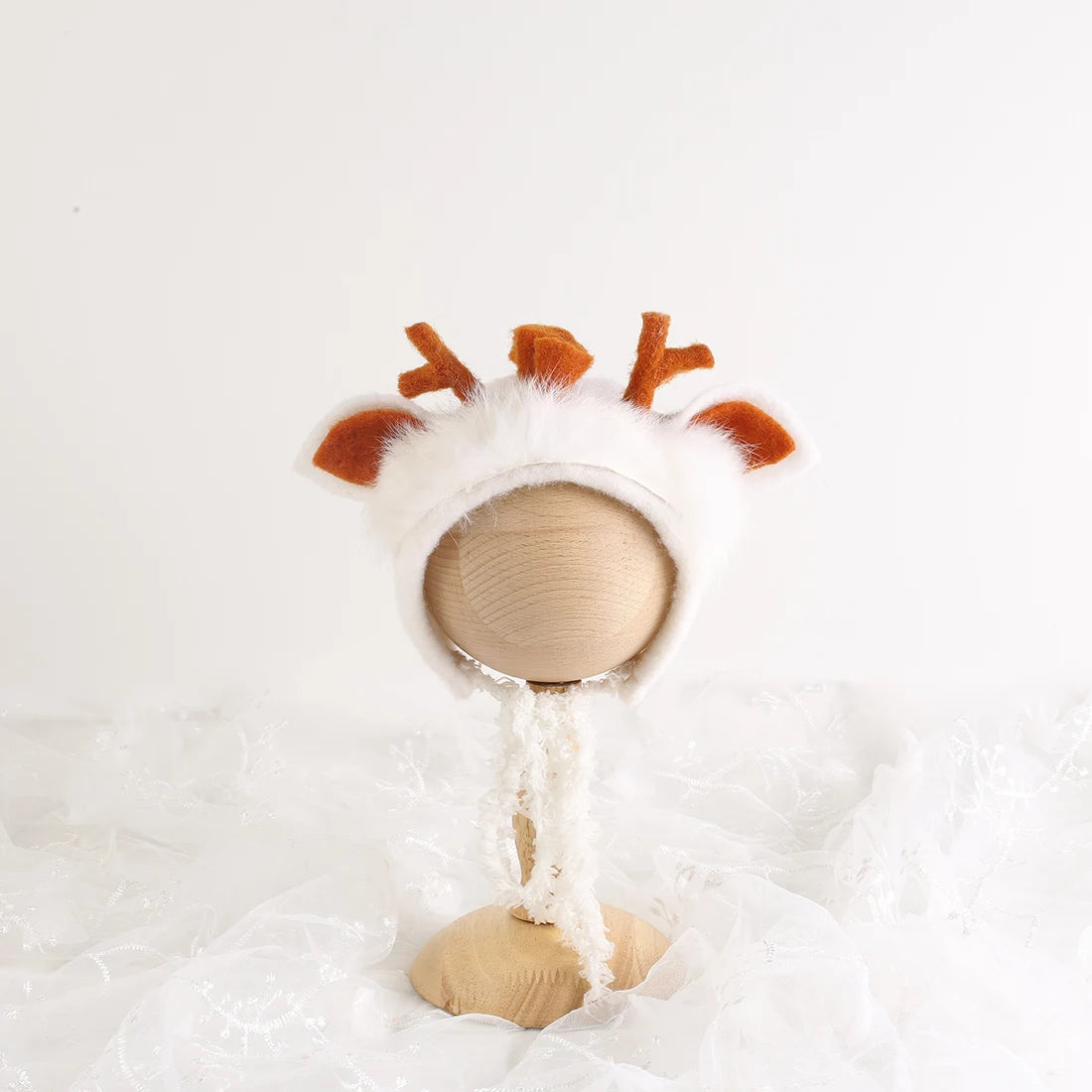 Cute Fox Flower Bonnet Newborn Wool Felt Photo Prop