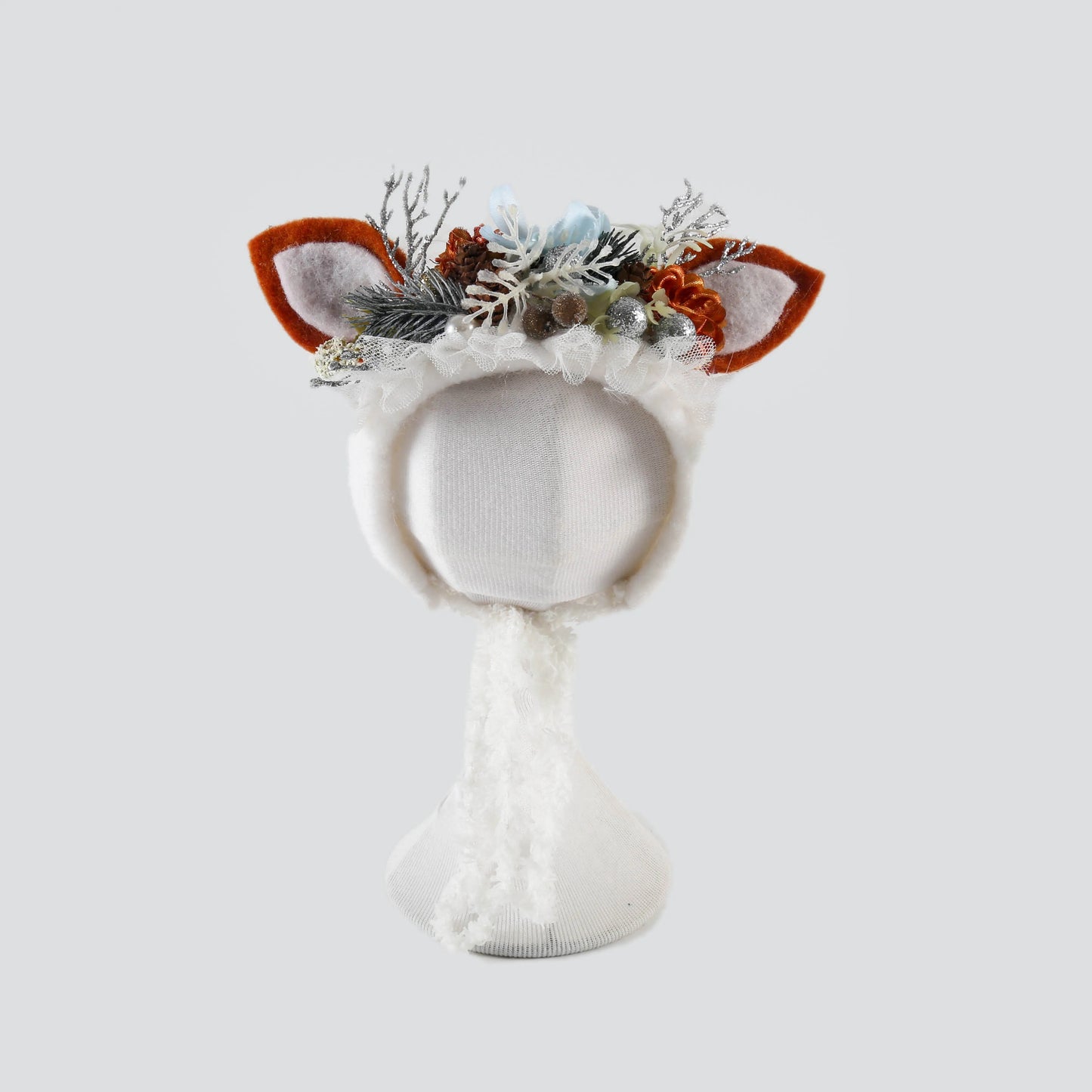 Cute Reindeer Wool Felt Bonnet for Newborn Baby Photo Shoot