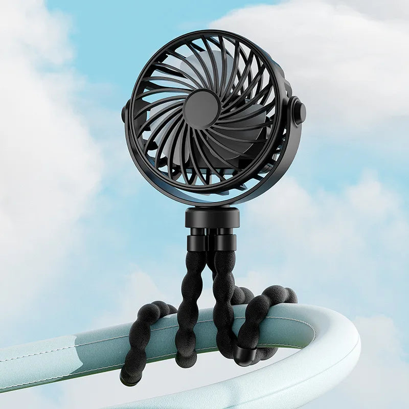 Baby Stroller Fan Mini Portable Outdoor Fan USB 3 Speed Flexible Octopus Fan Tripod Clip on Handheld Fan for Stroller Crib