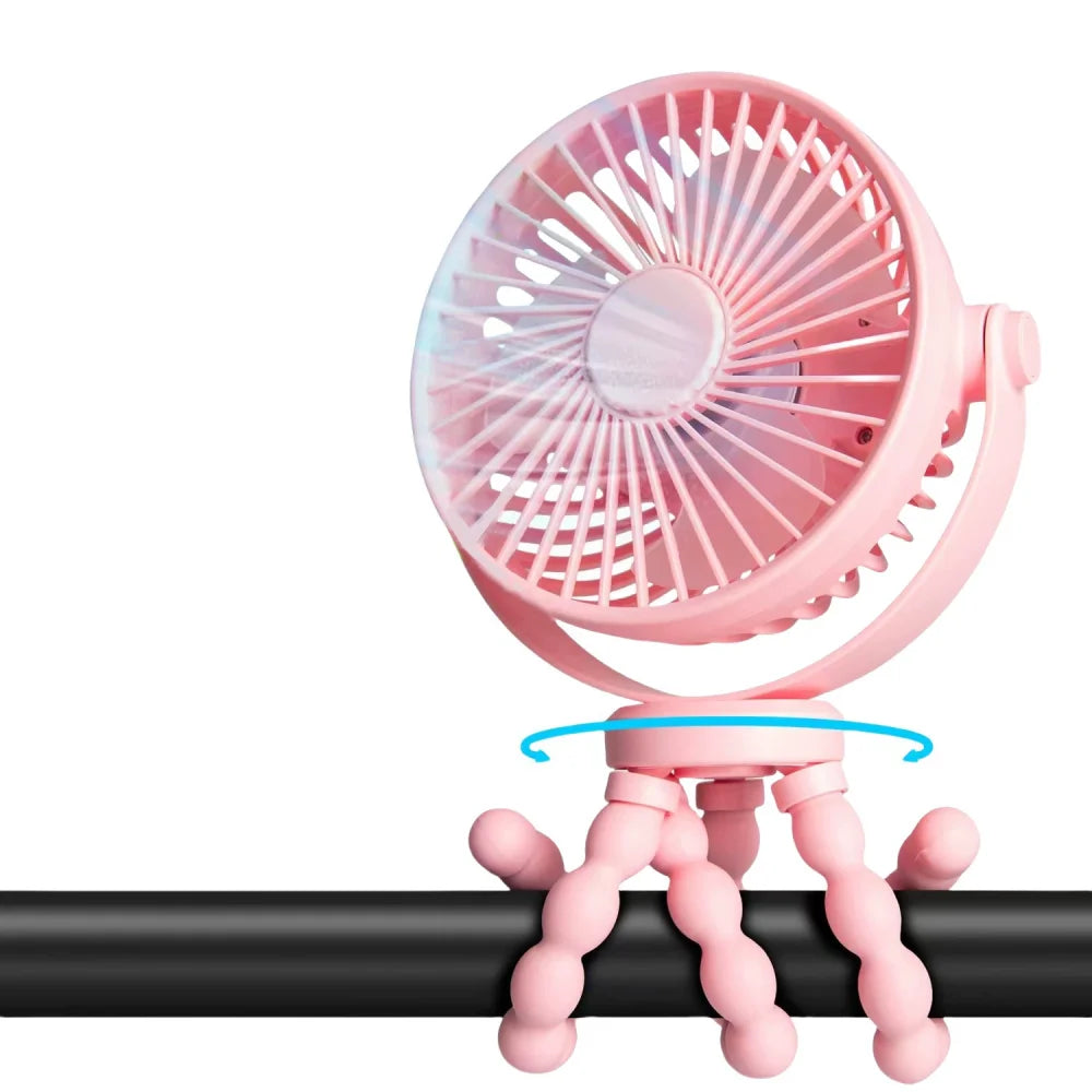 Mini Portable Stroller Fan,3 Speed Rechargeable,360° Rotate Flexible Tripod Better Cooling for Car Seat Crib Treadmill 5000mAh
