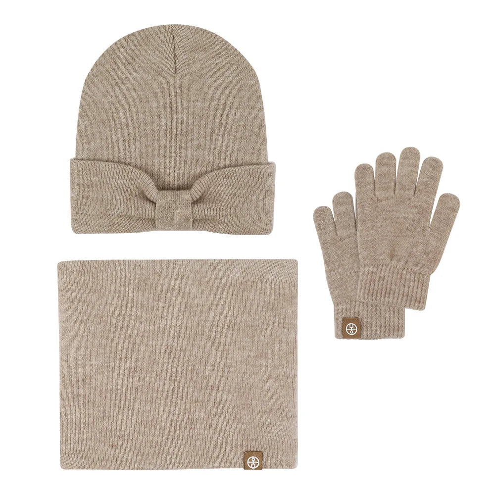 Cotton Baby Hat Scarf Glove Set Winter kids Hats Scarf Set Knitted Warm Hat Children's Beanie with Neck Warmer Girls Cap