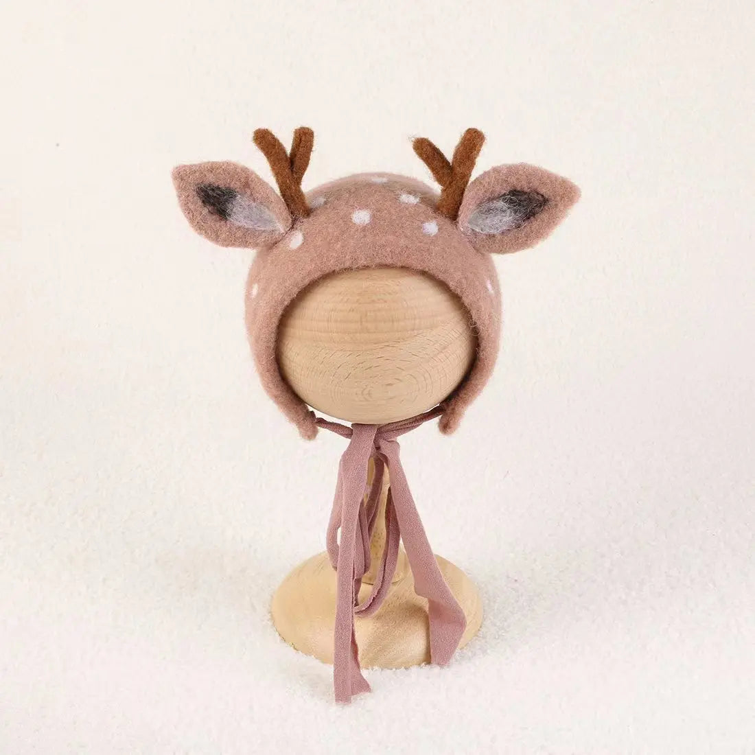 Cute Fox Flower Bonnet Newborn Wool Felt Photo Prop