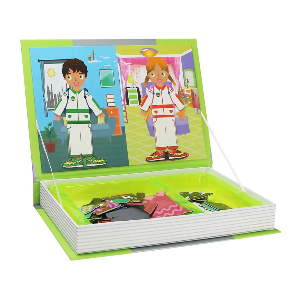 Funny Children's Intelligent Magnetic Book 3D Cartoon Puzzles Jigsaw Brain Training Game Educational Toys for Kids Gift Xmas Toy