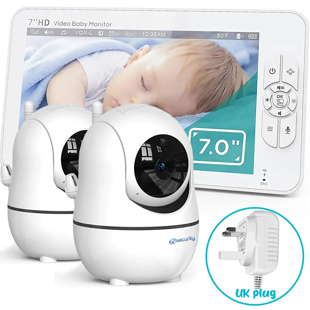 7" Dual-Camera Baby Monitor – Split Screen, PTZ, Auto Night Vision