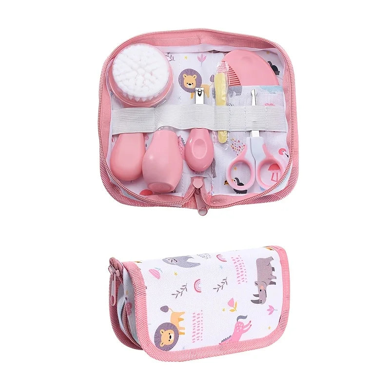 6pcs/set Health Care Kit with Bag- Portable Travel Set: Bath Brush Comb, Nail Clipper, File, Scissors, Nasal Aspirator