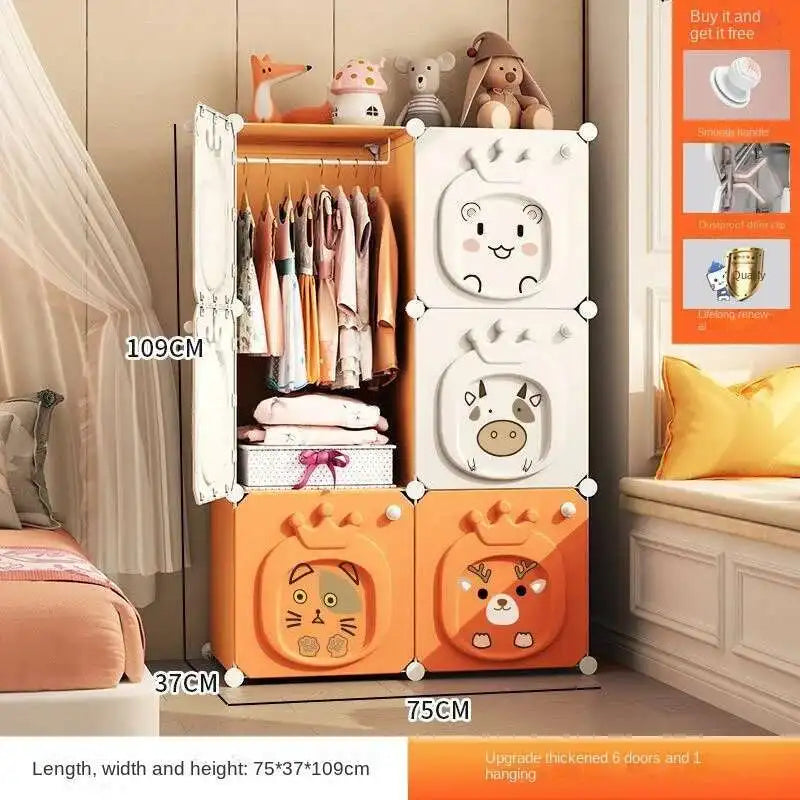 Home Bedroom Furniture Folding Wardrobe Clothes Cabinets Simple Dressers Cube Storage Locker Baby Closet Plastic Collapsible
