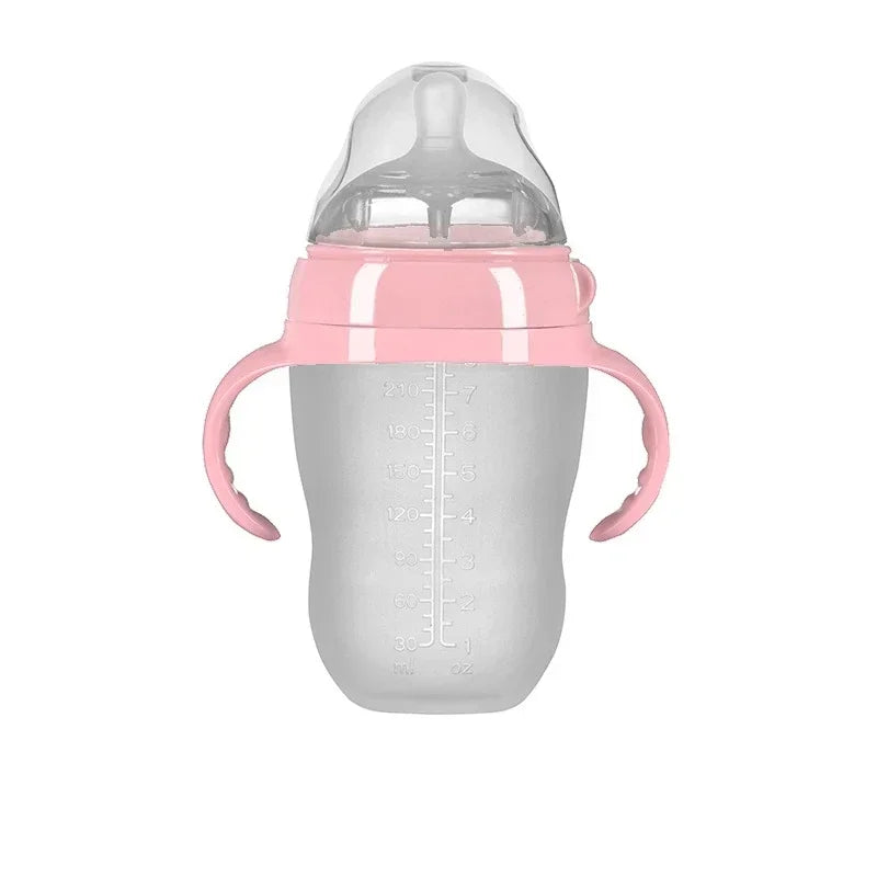 Silicone Nano Feeding Bottles Baby Bottle with Handle for Baby Weaning Anti-Choking Nipple Bottle for Baby 0-9 Month 150ML/250ML