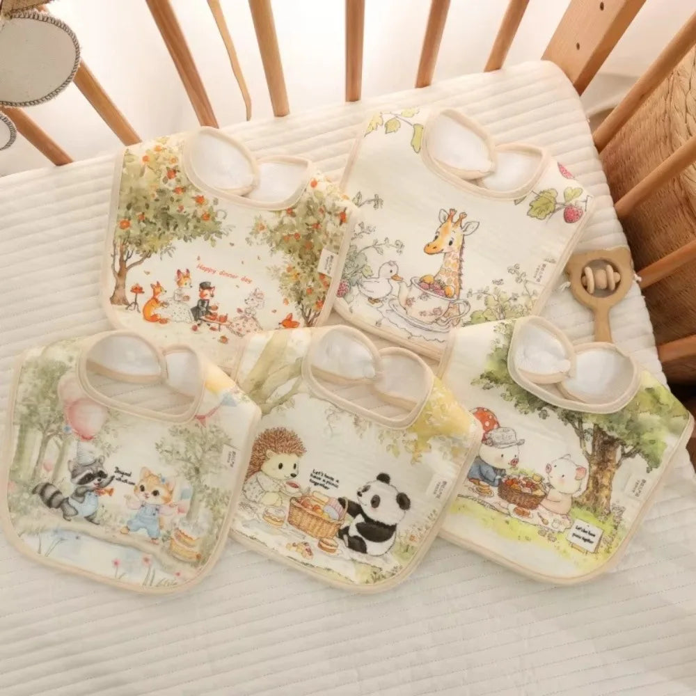 Durable Cotton Baby Bibs Adjustable Neck Waterproof Burp Clothes Baby Care Absorbent Eating Protector for Girls Boys