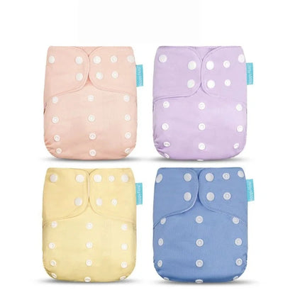 Reusable Pocket Cloth Diapers – 4-Pack Waterproof with Suede Lining