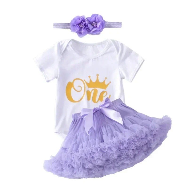 Baby Girl Birthday Set – Tutu Skirt & Headband for 1Y+
