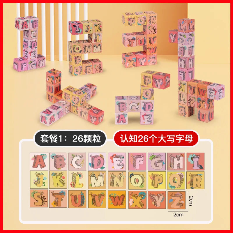 Magnetic Alphabet Blocks Set STEM Learning Toys for Kids DIY Alphabet Number Pattern Montessori Early Education Puzzle Toy
