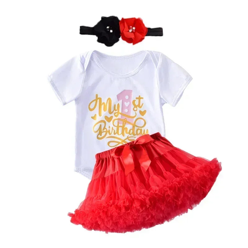 Baby Girl Birthday Set – Tutu Skirt & Headband for 1Y+