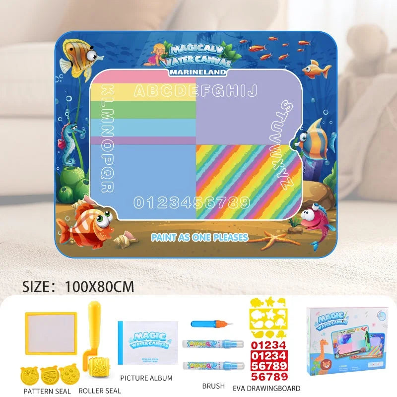 Magic Pens Water Doodle Mat Kids Painting Writing Color Doodle Drawing Mat Toy Bring Educational Toys for Girl Boy Toddler Gift