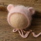 Fluffy Mink Thread Newborn Knit Hat with Ears Photo Prop