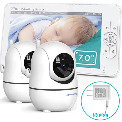 7" Dual-Camera Baby Monitor – Split Screen, PTZ, Auto Night Vision