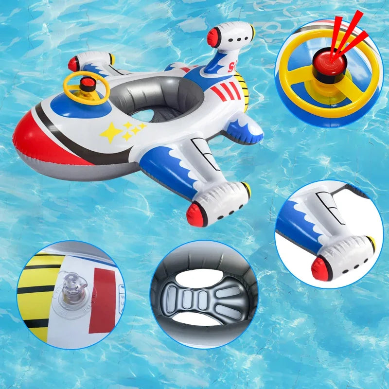 Inflatable Baby Airplane Pool Float – Fun Seat with Steering Wheel
