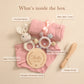 Baby Bath & Teether Gift Set – Silicone Toys, Rattle & Milestone Cards