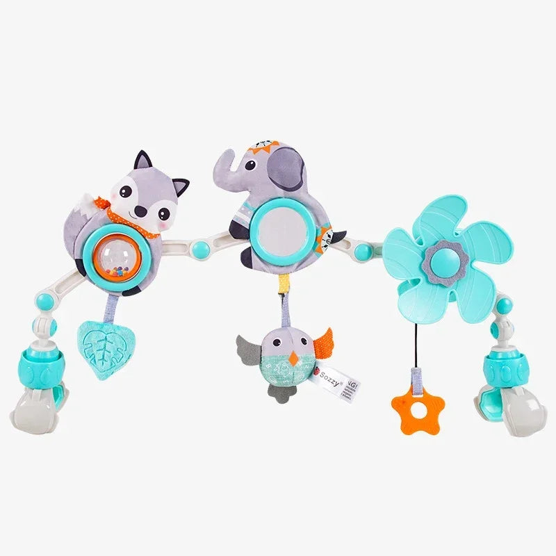 Baby Play Arch Crib Toy Stroller Hanging Toys, 0-12 Month Newborn Bed Winding Toys for Sensory Development Baby Car Seat Toys