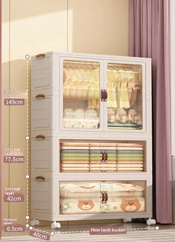 Baby’s Bedroom Closets Wardrobe Clothes Folding Bins Transparent Visual Cabinets Stable Load-bearing Clothes Organizer Rack