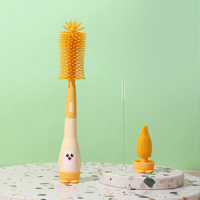 Silicone Baby Bottle Brush Set | Soft Head Cup & Pacifier Cleaners