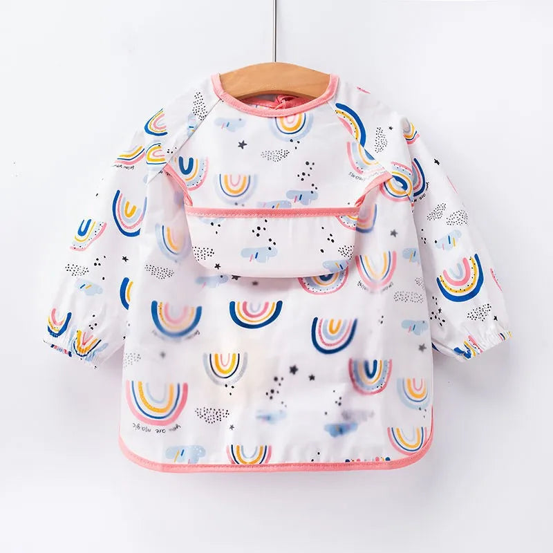 Baby Newborn Apron Bibs Toddler Long Sleeve Scarf Waterproof Art Smock Feeding Bib Infant Boys Girls Kids Burp Cloth Bandana