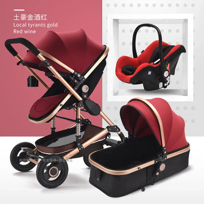 3-in-1 Luxury High Landscape Baby Stroller – Multifunctional Newborn Pram