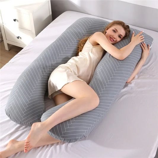 Body Pillow for Pregnant Women Multifunctional Pure Cotton Belly Waist Leg Full Body U-Shaped Cushion Maternity Long Pillow