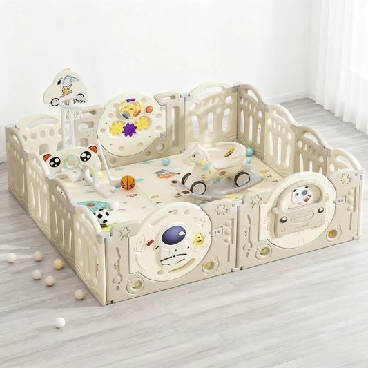 Foldable Baby Playpen with Crawling Mat – Safe & Ready to Use