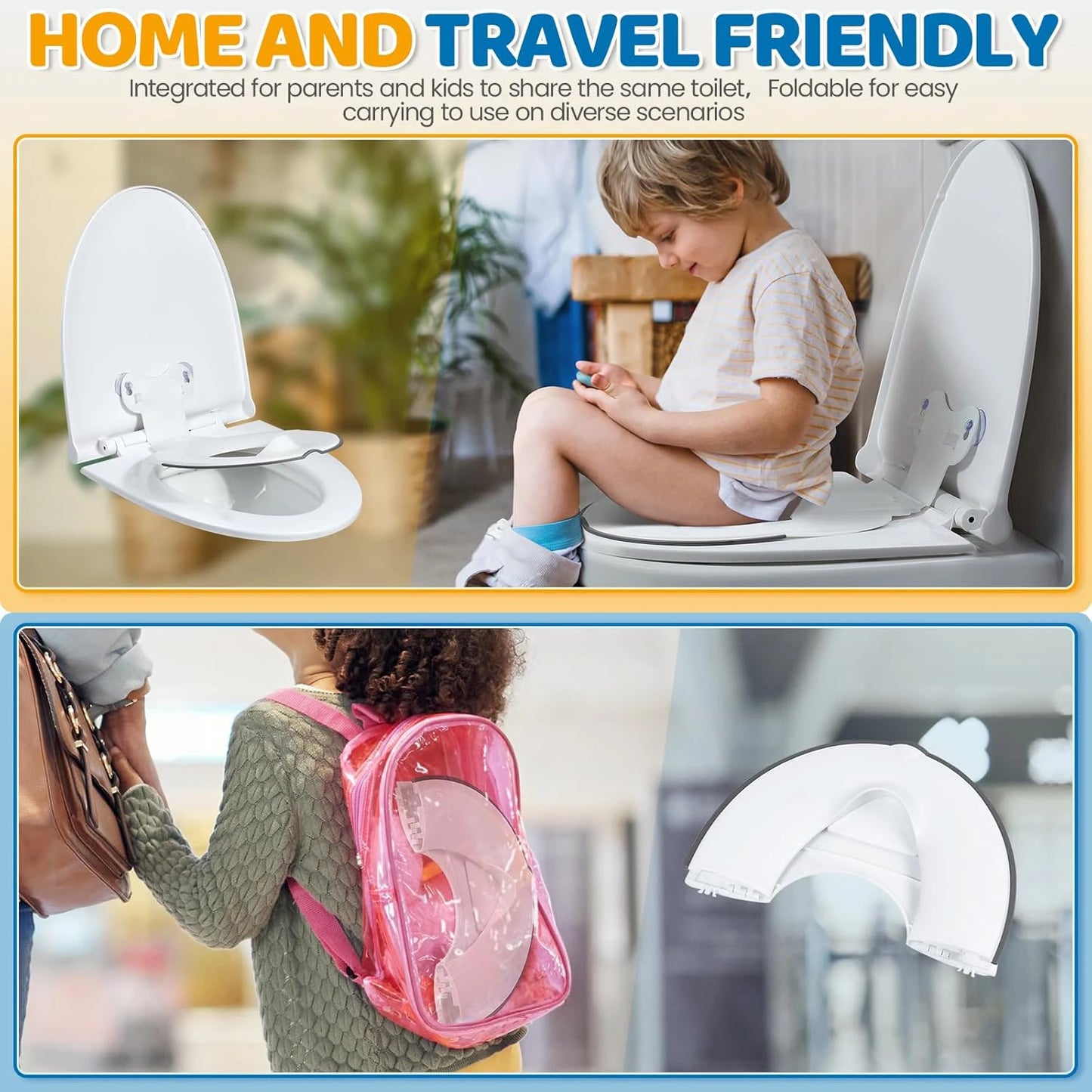 Foldable Toddler Toilet Seat – Portable with Urine Guard & Suction Cups