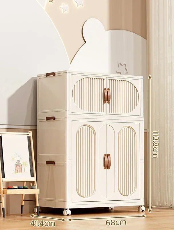 Children's Wardrobe Bedroom Closet Cabinet Baby Storage Box Toy Clothes Organizer Locker Folding Sorting Partition Wardrobe