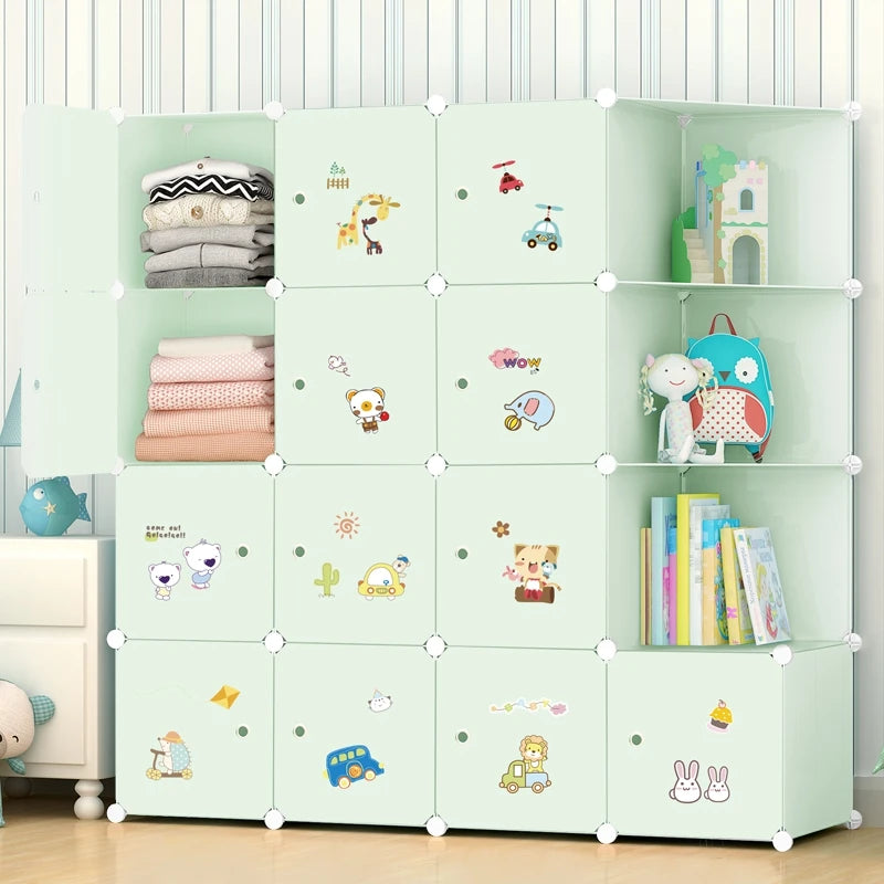 Kids Plastic Closet Storage Clothes Organizer Shelf Modern Minimalist Bedroom Baby Wardrobe Cheap Small Muebles Home Furniture