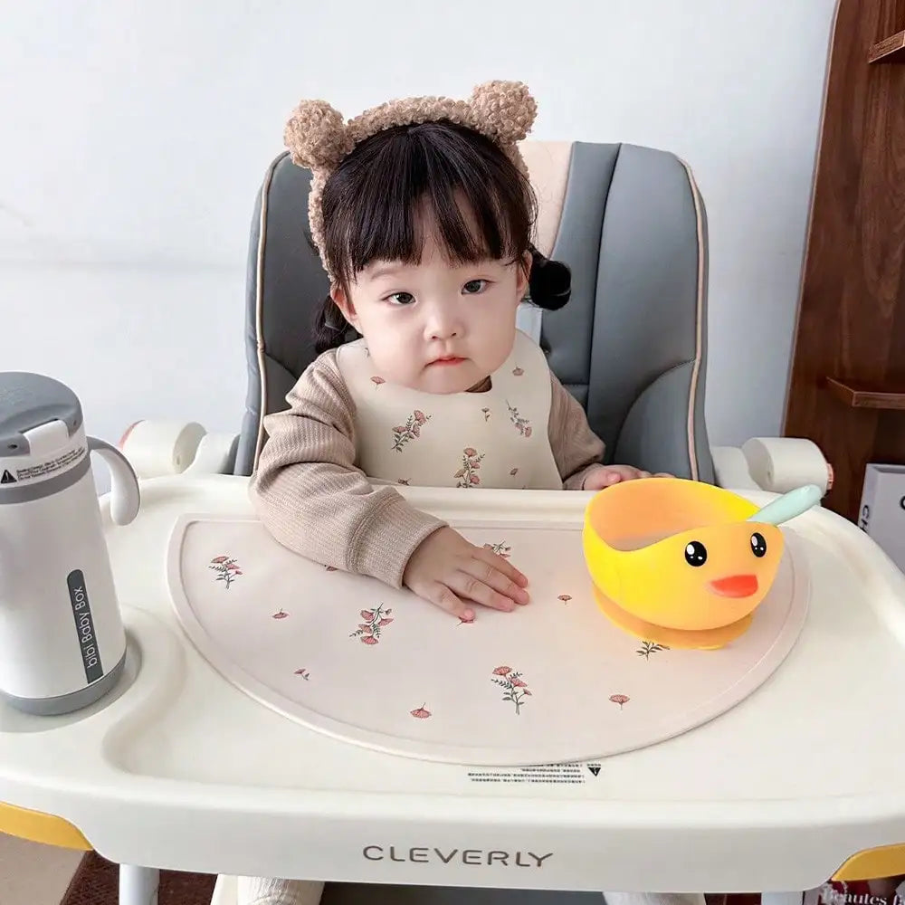 1PCS Silicone Printing Placemat, Baby Cartoon Placemat, Non-slip Insulated Kitchen Table Mat, Easy To Clean and Foldable