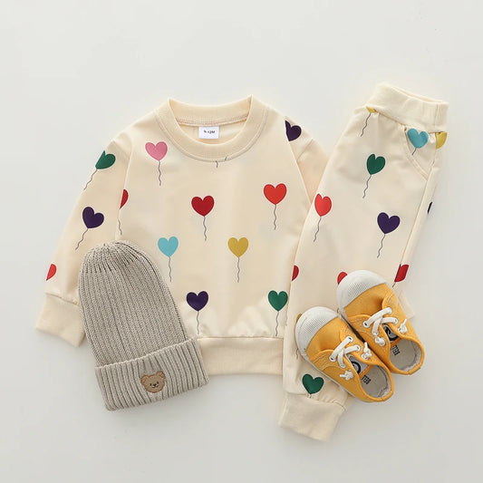 2PCS Infant Spring/Autumn Set – Love Balloon Long Sleeve & Pants