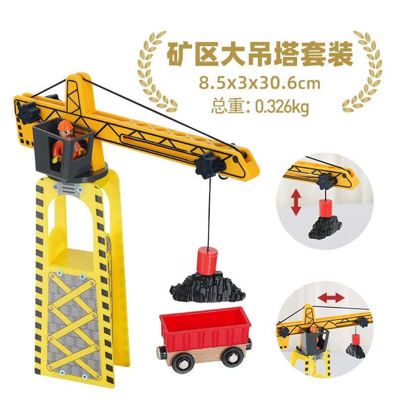 Wooden Train Track Racing Railway Street Sign Toys Bridge Tunnel Track Accessories Wood Tracks Creative Toys For Children Gift