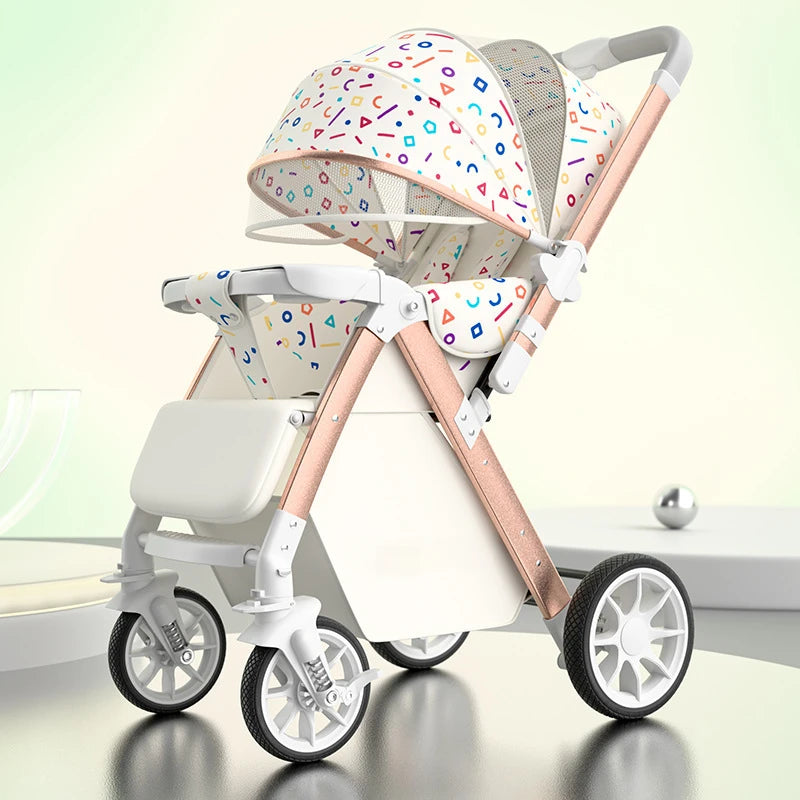 2-in-1 Reversible Lightweight Stroller with Convertible High-view Seat and Foldable Compact Design for Newborns and Toddlers