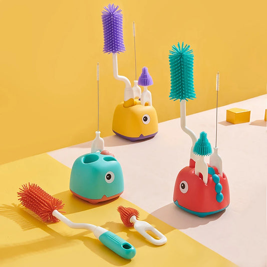 Silicone Brush for Bottles 360 Degree Rotation Baby Bottle Pacifier Cleaning Brush Nipple Dropper Brushes Set Baby Item