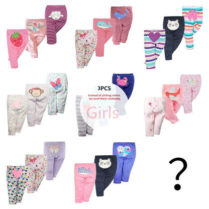 3-Piece Baby Pants Set – Soft 100% Cotton Cartoon Leggings (0–3Y)