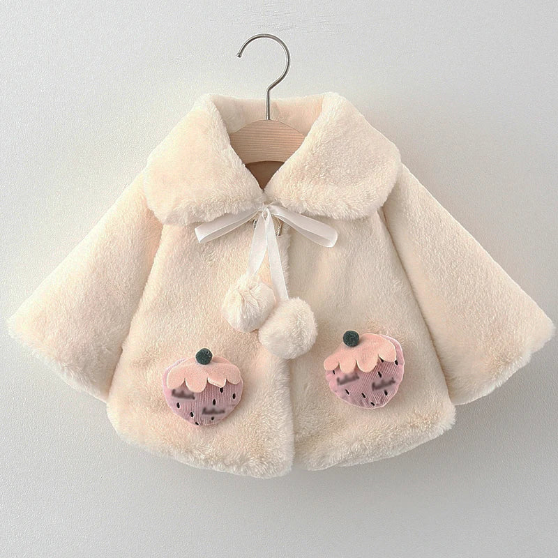 Autumn Winter Newborn Girls Clothes Korean Cute Doll Collar Fleece Warm Thick Baby Tops Cape Faux Fur Coat Kids Jacket BC1521