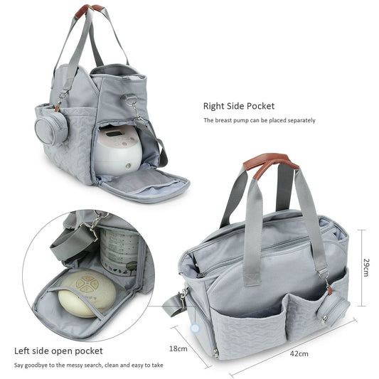 Breast Pump Bag Diaper Bag Tote with Pacifier Case Large Large Capacity  Diaper Tote for Mom and Dad Breast Pump Bag