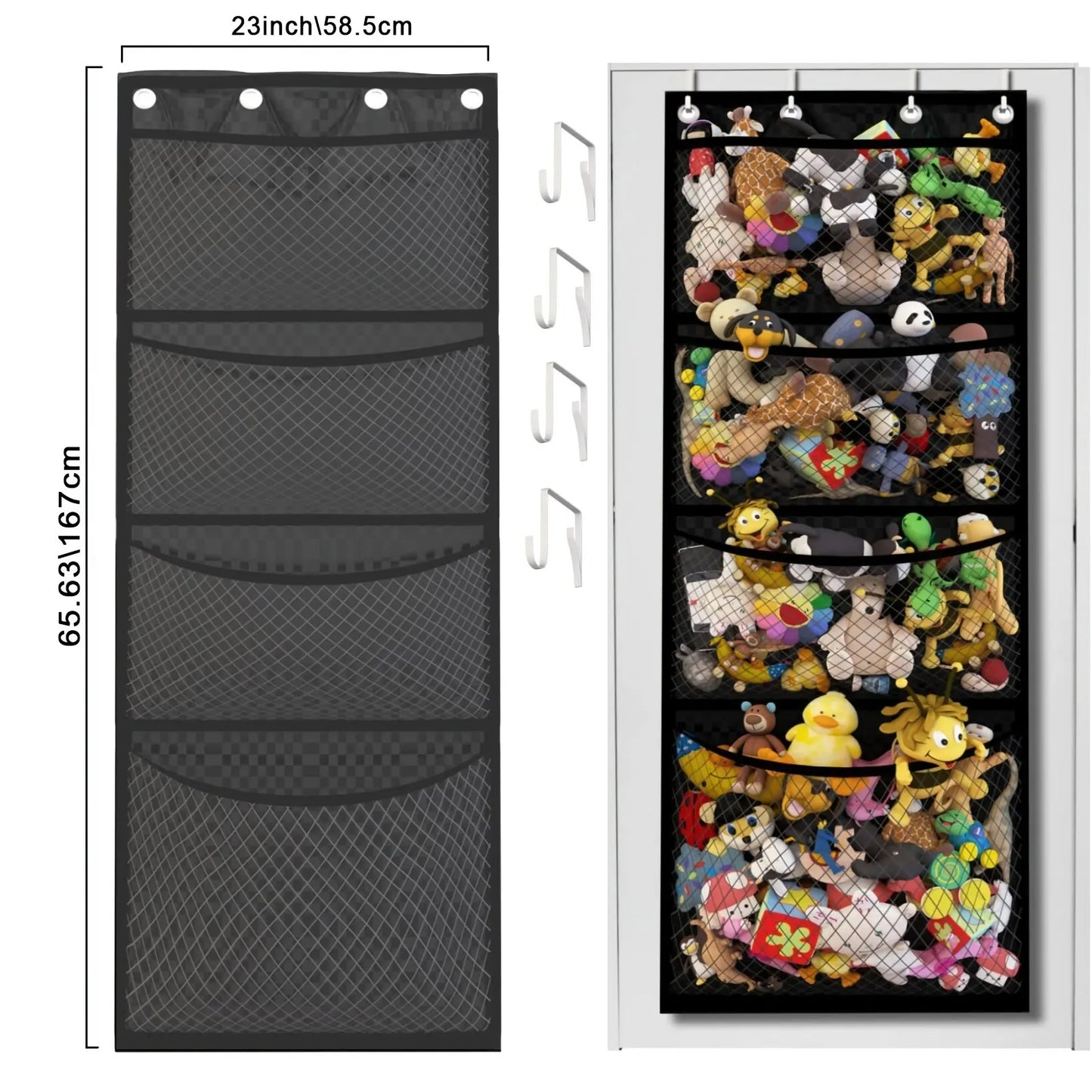 Hanging Toy Hanging Storage Bag Black Original Stuffed Animal Storage Over Door Organizer for Stuffies Baby Ideas Holder Toy
