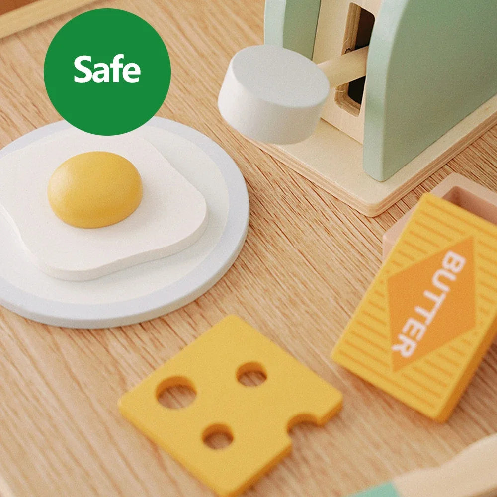 Wooden Toaster Toy – Pretend Play Breakfast Set for Kids