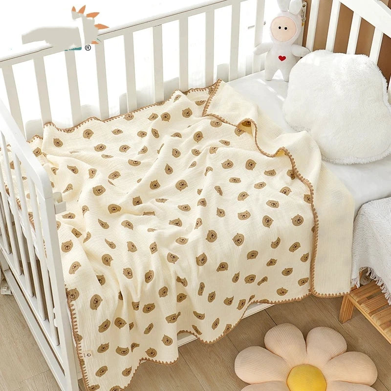 Newborn Gauze Bath Towel & Crinkle Blanket - INS Style Soft Breathable Cover Versatile for Nap Car Use Infant Swaddle Blanket