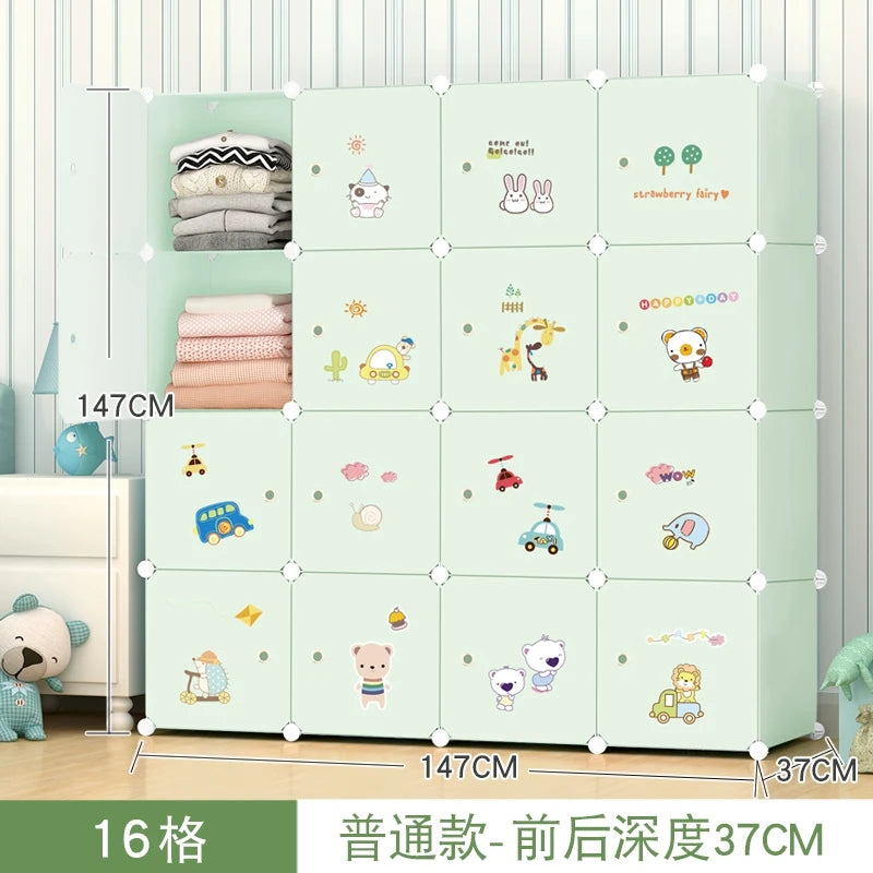 Kids Plastic Closet Storage Clothes Organizer Shelf Modern Minimalist Bedroom Baby Wardrobe Cheap Small Muebles Home Furniture
