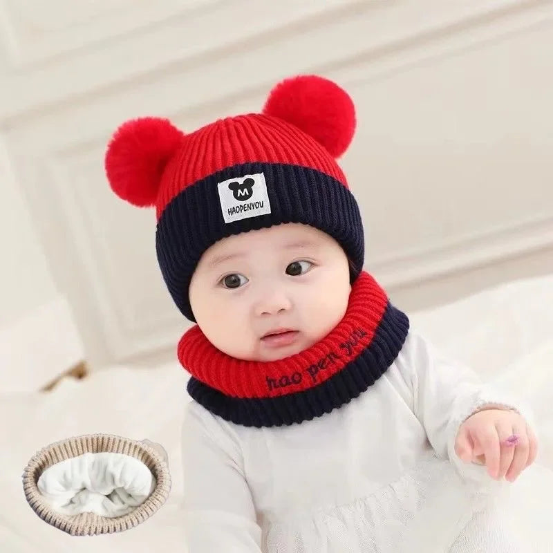 Baby Bear Knit Hat & Scarf Set – Warm Winter Beanie for Boys & Girls