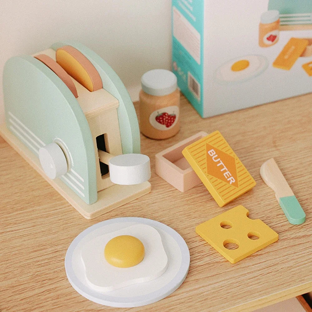 Wooden Toaster Toy – Pretend Play Breakfast Set for Kids