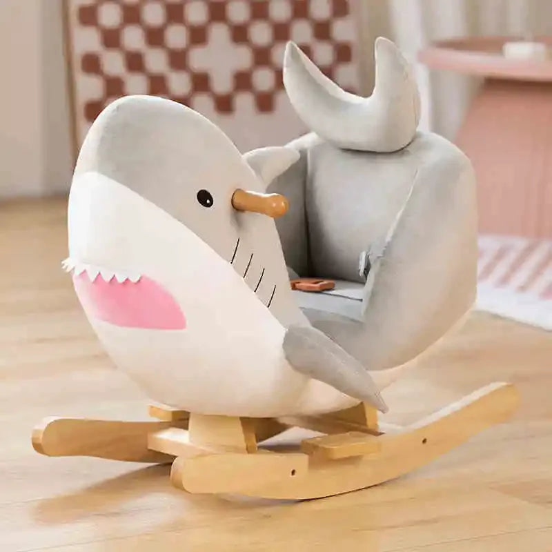 Blue Castle Cute Shark Rocking Children Chair with  Perfect for Baby and Toddler，Can Play Chinese Version Music/tell Stories
