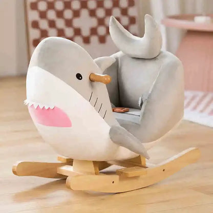 Blue Castle Cute Shark Rocking Children Chair with  Perfect for Baby and Toddler，Can Play Chinese Version Music/tell Stories