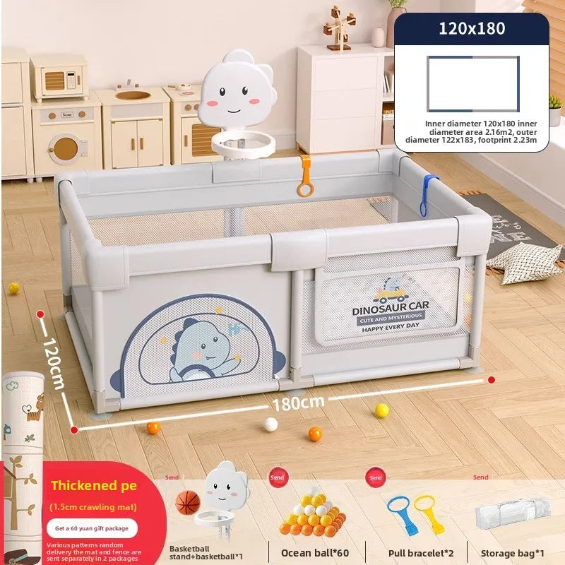 Parc de jeux sécurisé pour enfants avec barrière de sécurité et tapis